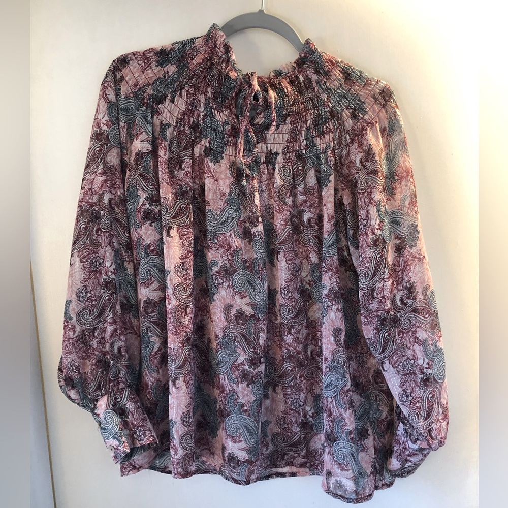 Anthropologie RD + KoKo Paisley Sheer Blouse Top